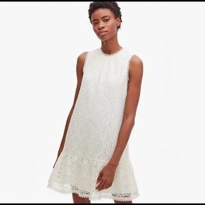 Kate Spade eyelet shift dress in cream / white